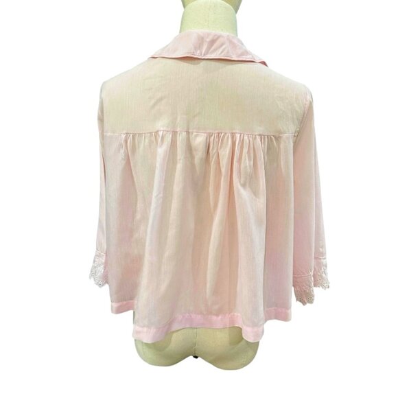 Vintage Heiress Bed Jacket Size M Pink Embroidery Cotton Blend Delicate Feminine - Picture 6 of 10